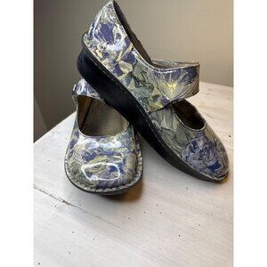 Alegria Paloma Floral Mary Jane Shoes With Adjustable Strap & Button Detail
